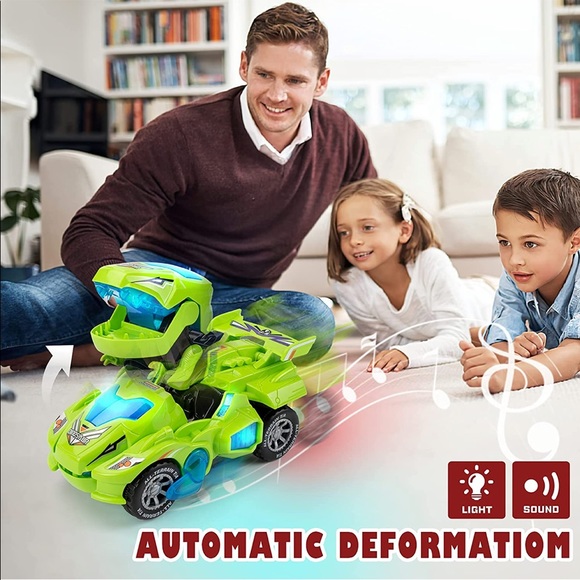 New sealed Dinosaur Toys, Transforming Dinosaur LED Car with Light and Music - Picture 5 of 11